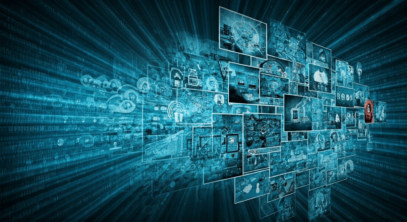 Collage of web hosting elements.