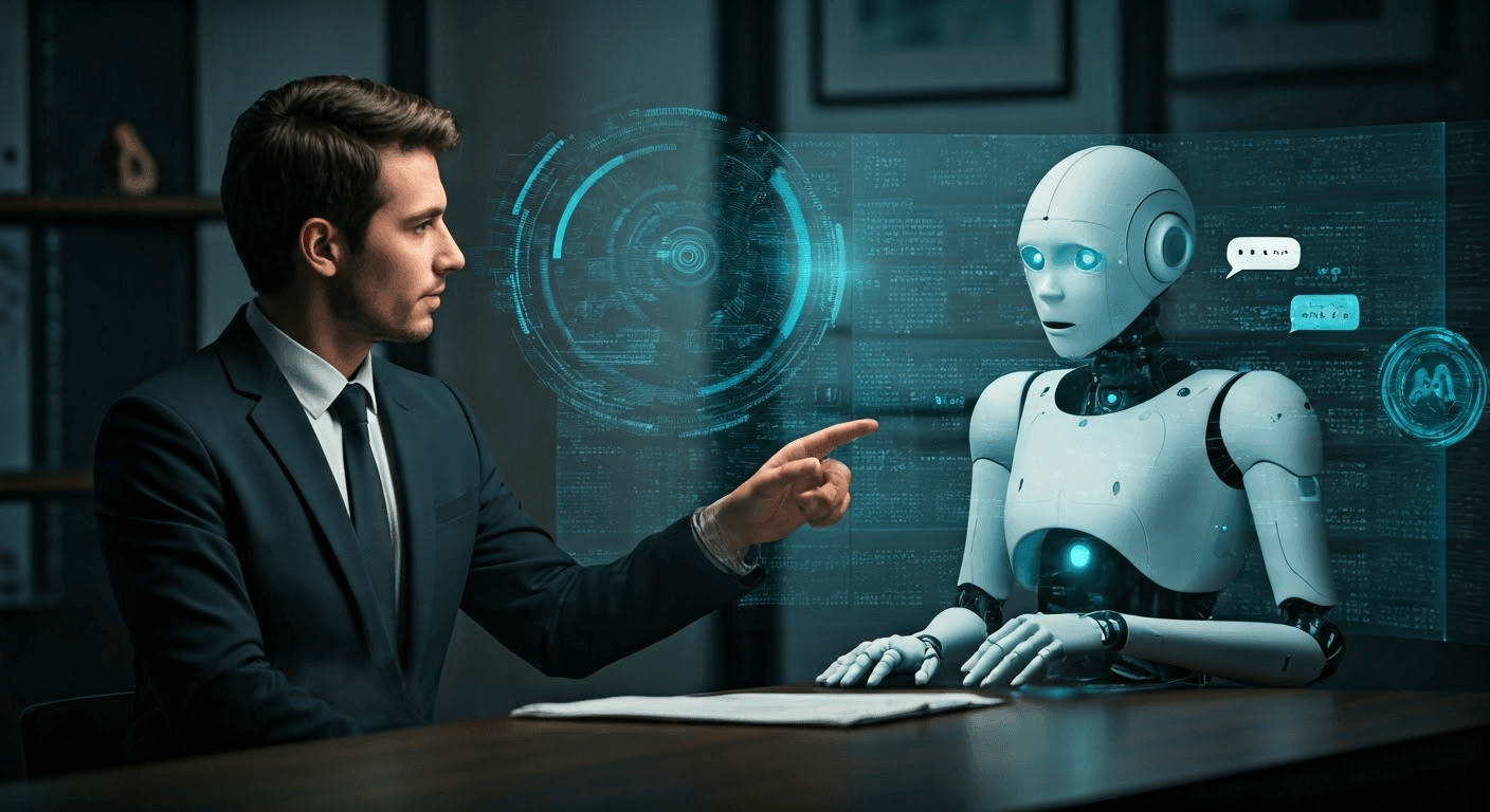 Lawyer using AI chatbot technology.