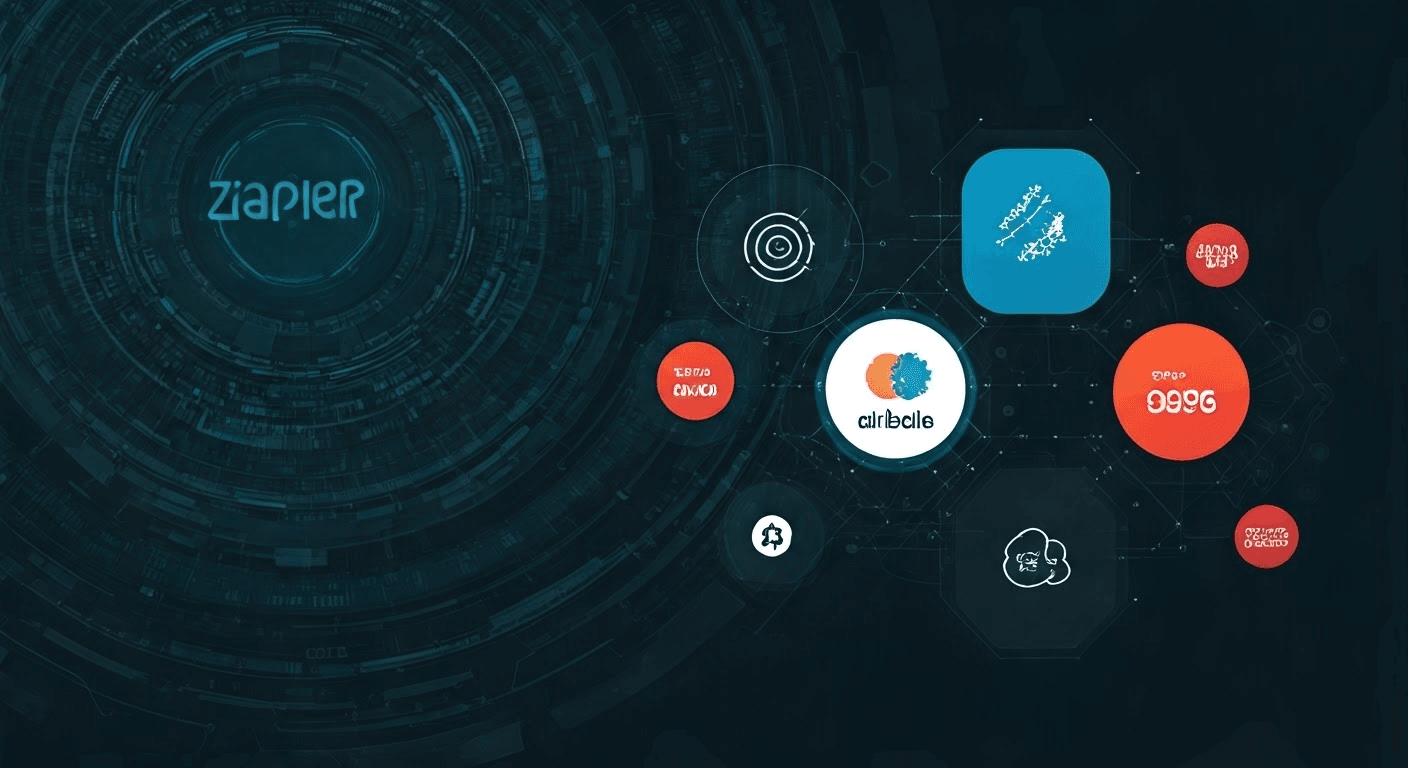 Collage of no-code AI tools.